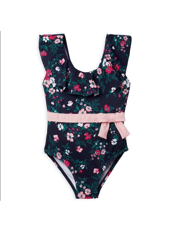 Janie and Jack Other - Janie and Jack Girls' Floral 1 Pc Swimsuit - Navy, Size 6-12 months